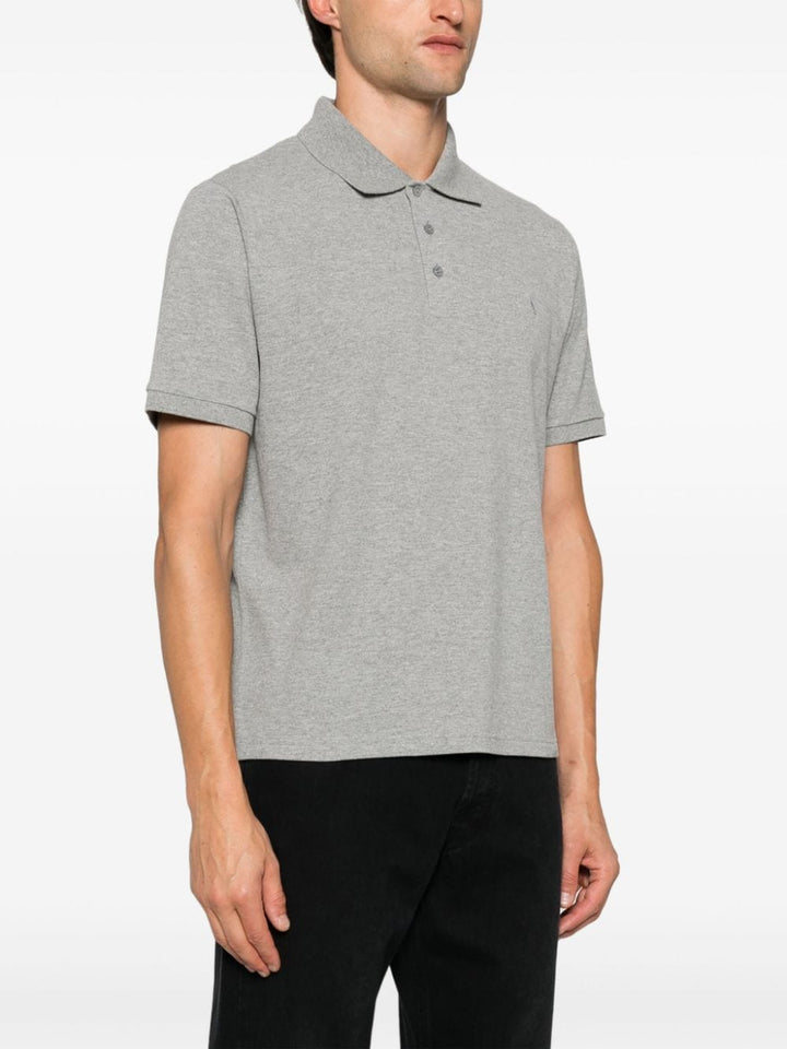 Saint Laurent Grey Cotton-Blend Piqué Polo Shirt