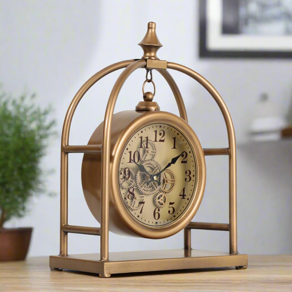 Saint-Étienne Bedside Table Moving Cogs Clock