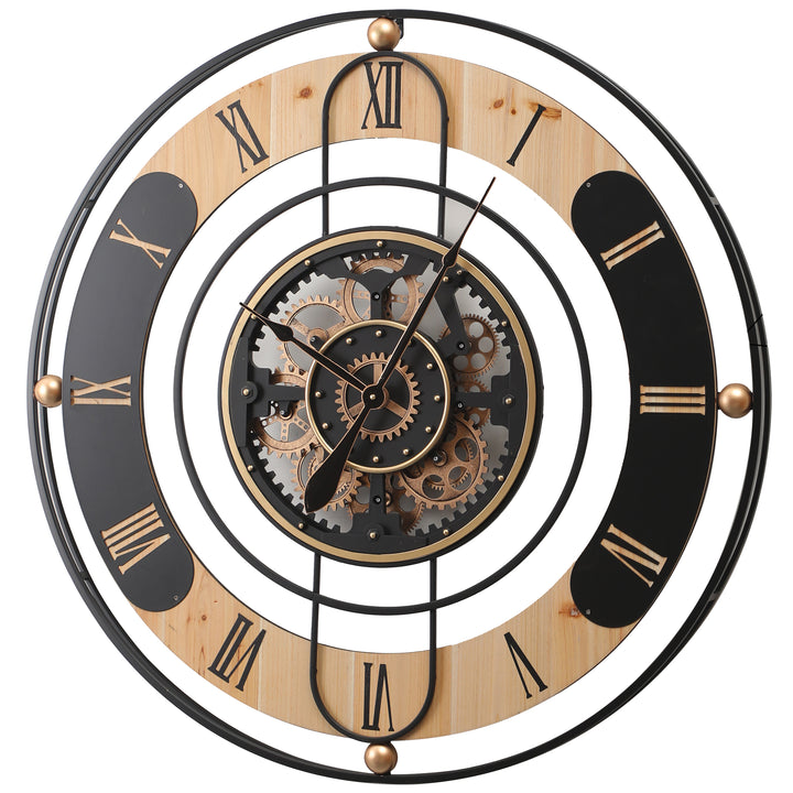 Farm House Round Moving Cogs Wall Clock