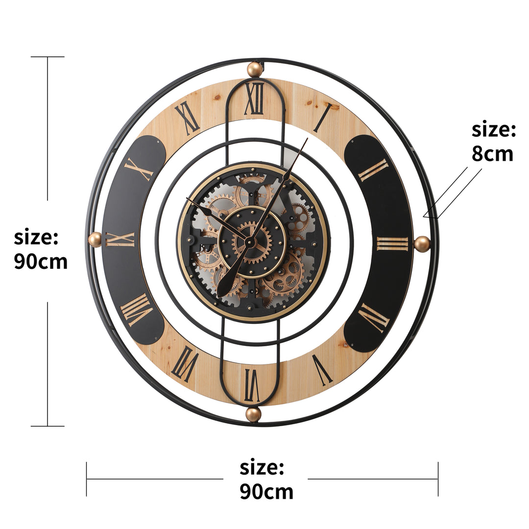 Farm House Round Moving Cogs Wall Clock