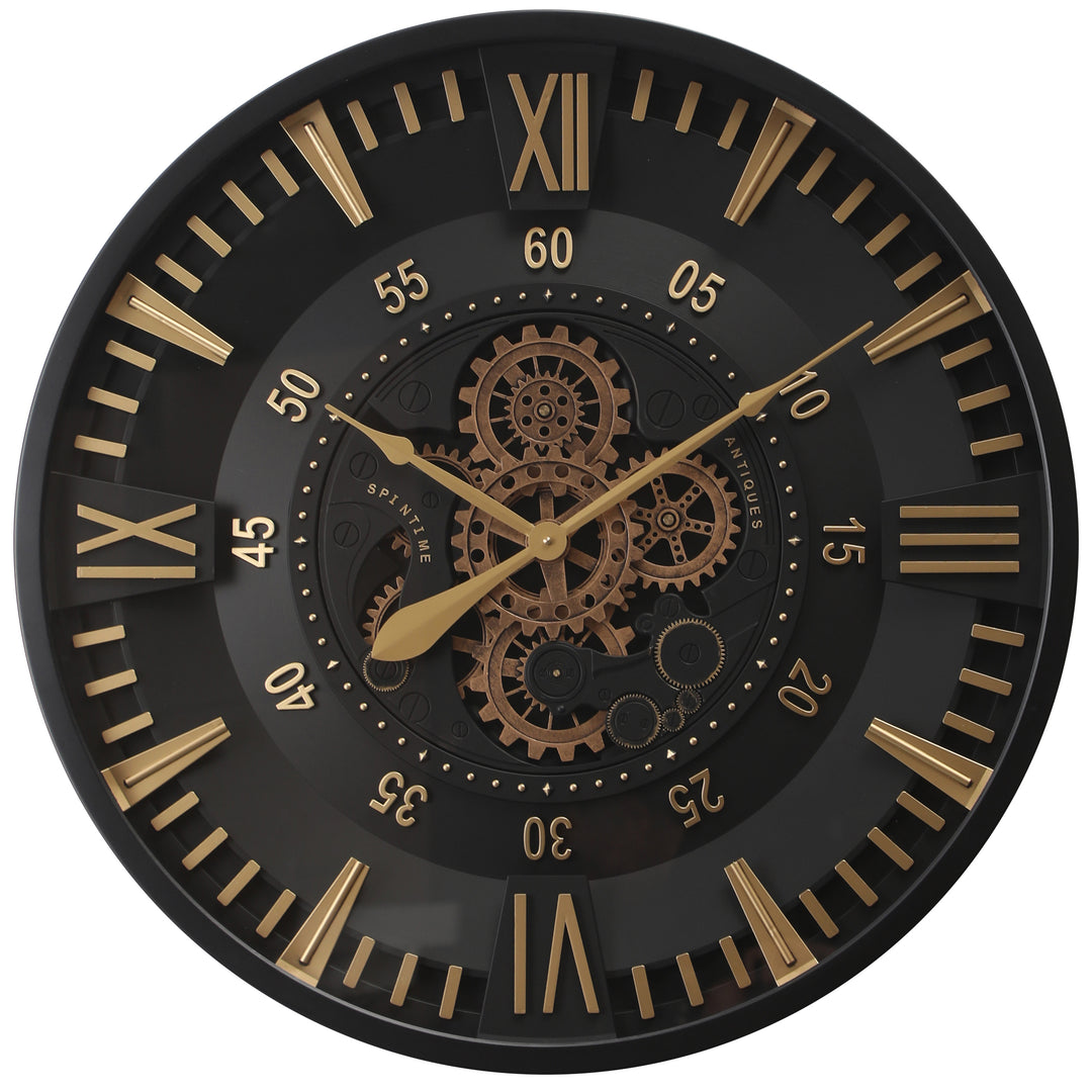 Golden Rush Round Moving Cogs wall clock