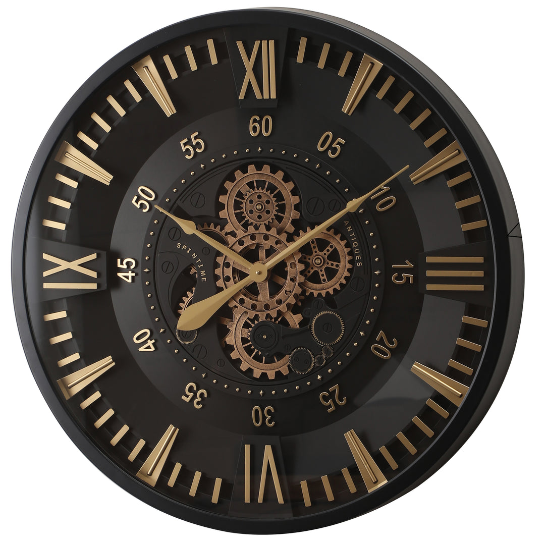 Golden Rush Round Moving Cogs wall clock