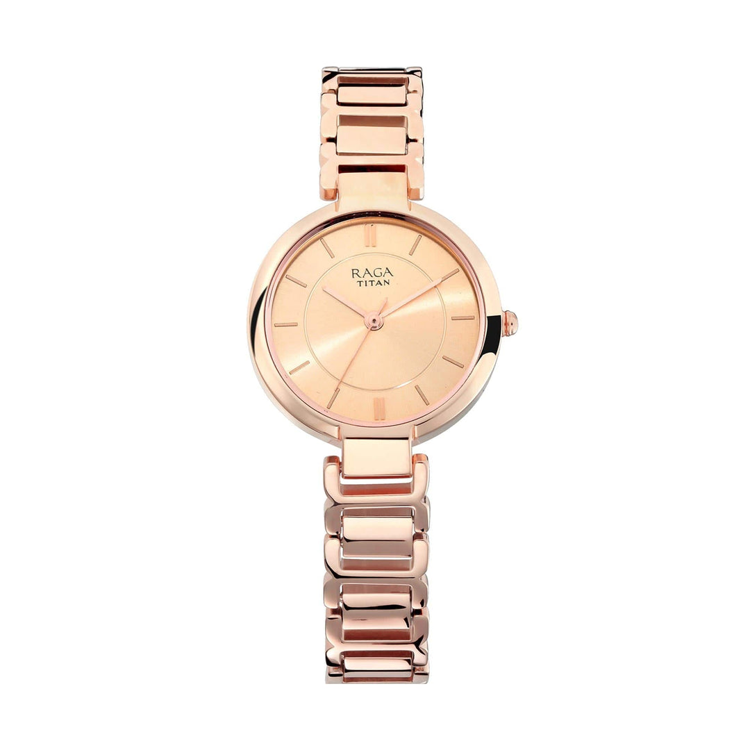 Titan Chronograph Watches Titan Raga Viva Rose Gold Dial Women Watch With Metal Strap Brand