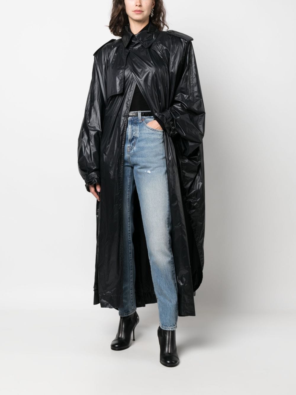 Saint Laurent Jackets 1 Saint Laurent Black Oversized Trench Coat Saint Laurent Black Oversized Trench Coat – Statement Outerwear Brand