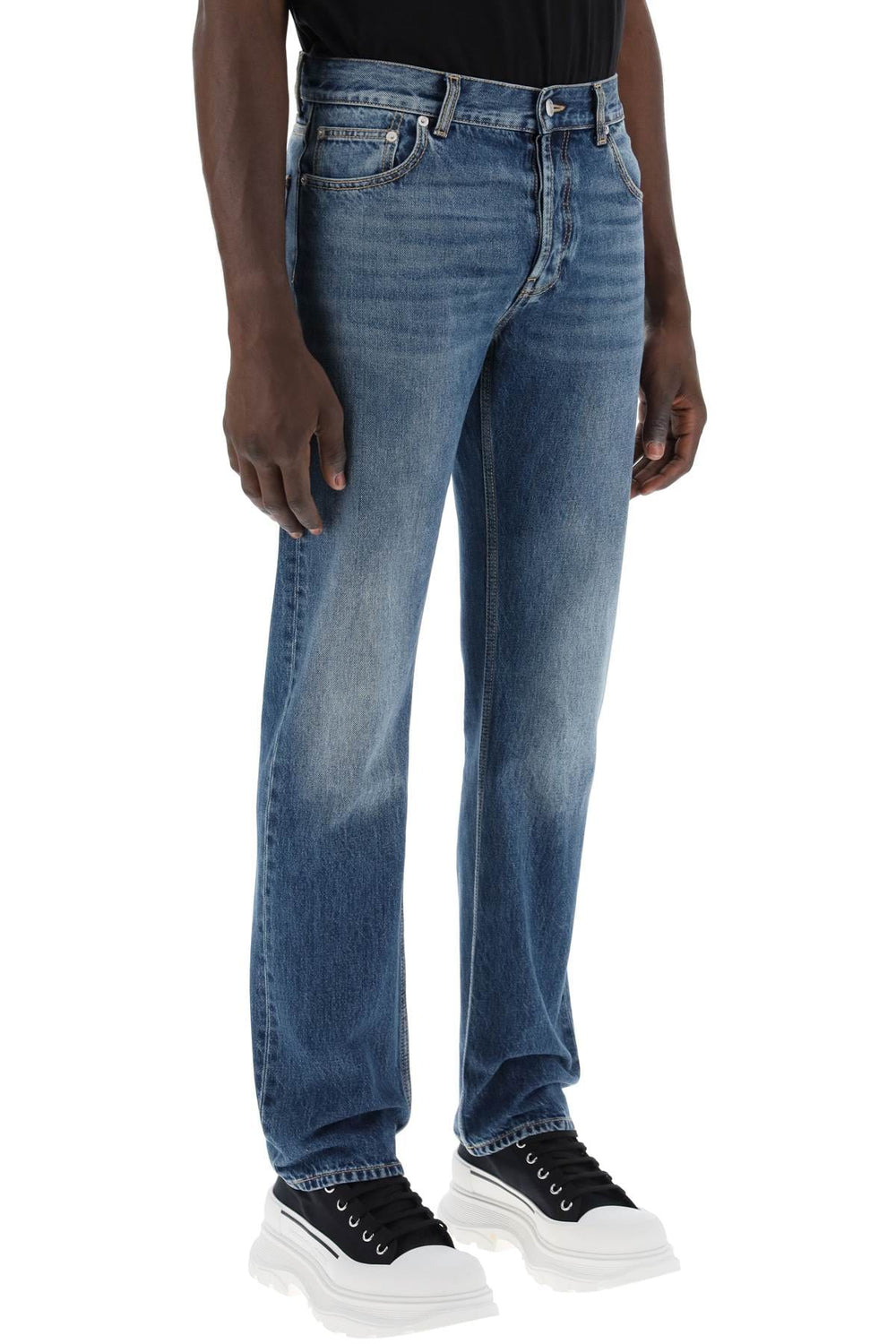 Alexander Mcqueen Jeans Alexander Mcqueen straight leg jeans with faux pocket on the back. Alexander Mcqueen straight leg jeans with faux pocket on the back. Brand