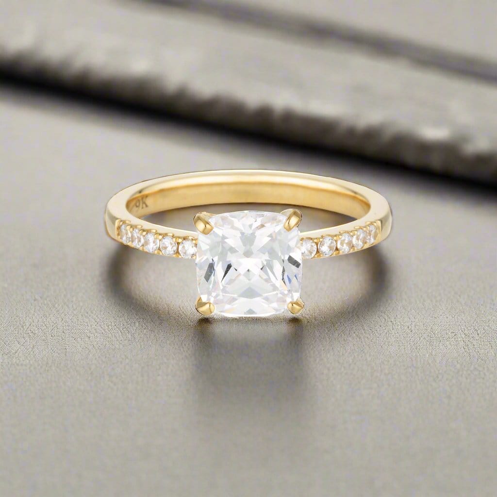 Georgini Ring Georgini Gold Cushion Cut 1.5tcw Moissanite Engagement Ring In 9ct Yellow Gold Georgini Gold Cushion Cut 1.5tcw Moissanite Engagement Ring In 9ct Yellow Gold Brand