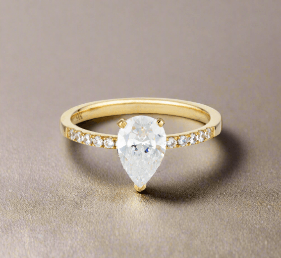 Georgini Ring Georgini Gold Pear Cut And Round Brilliant 1.5ctw Engagement Ring In 9ct Yellow Gold Georgini Gold Pear Cut And Round Brilliant 1.5ctw Engagement Ring In 9ct Yellow Gold Brand