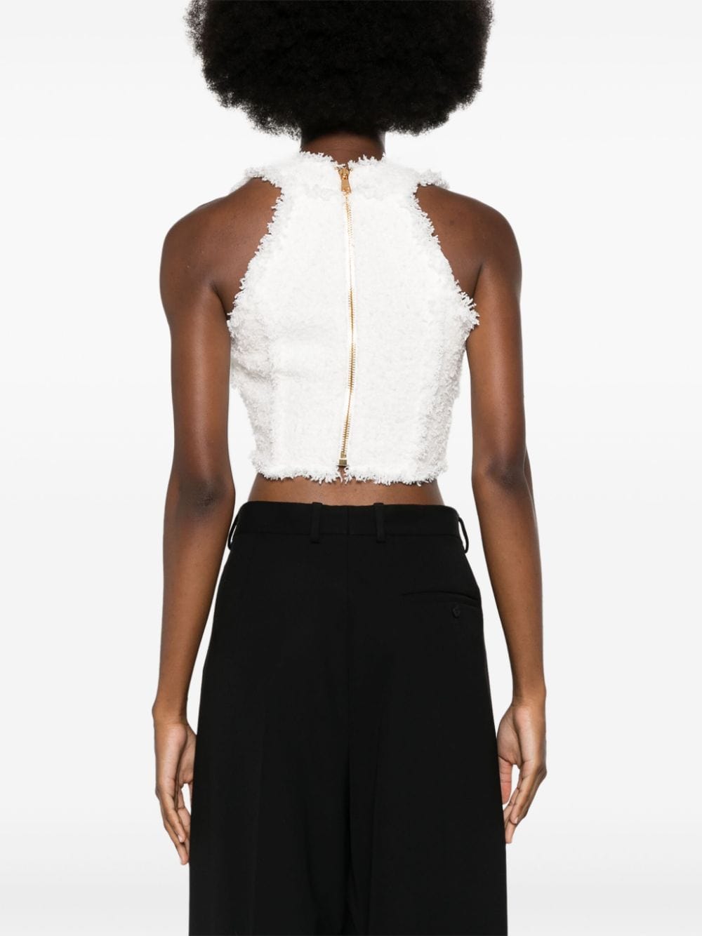 Balmain Topwear Balmain Tweed Top Balmain White Tweed Top Brand