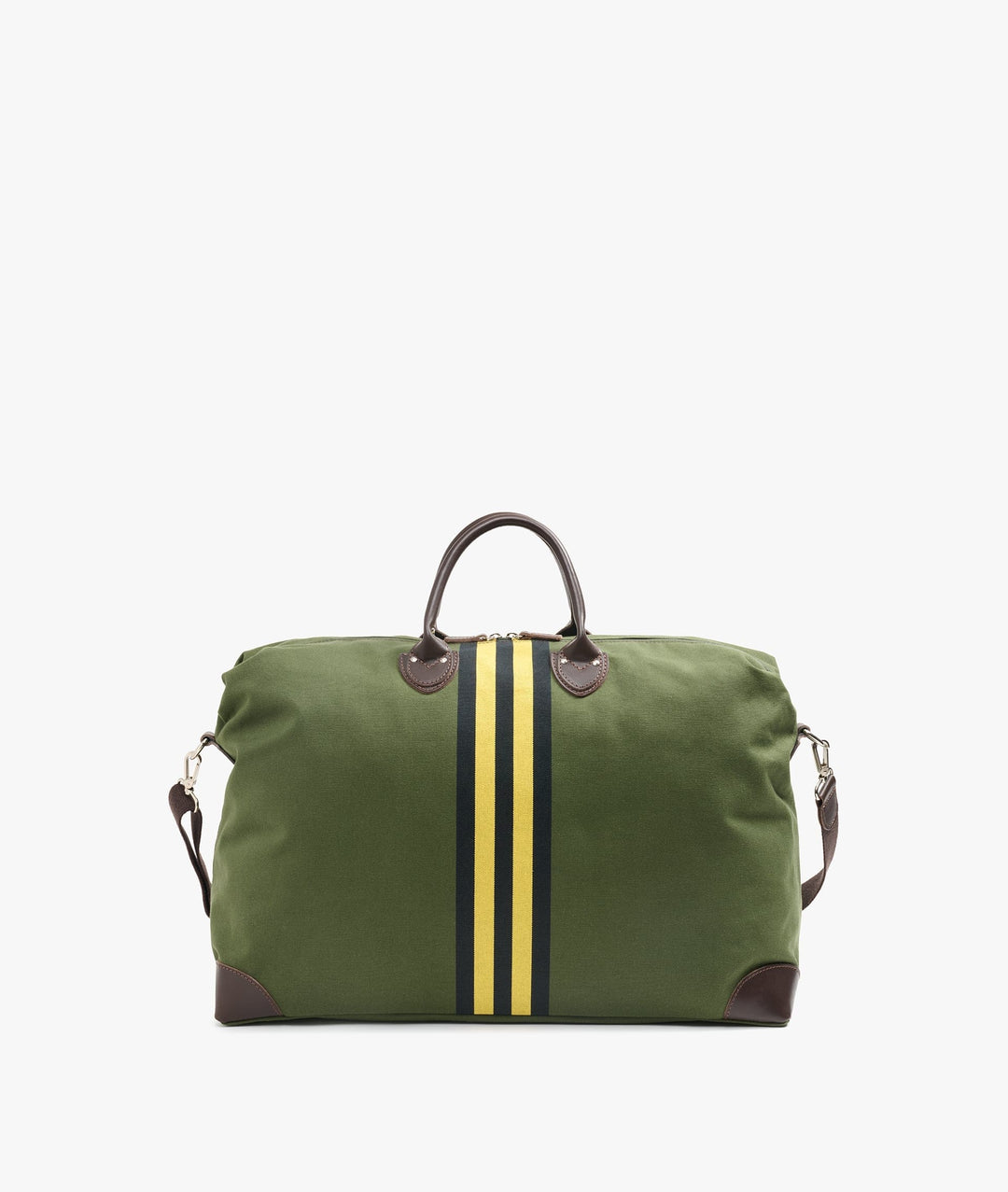 My Style Bags Travel Bags My Style Bags Harvard Rugby Duffel Travel Bag in Forest Green with Green/Yellow Stripes for Men Brand