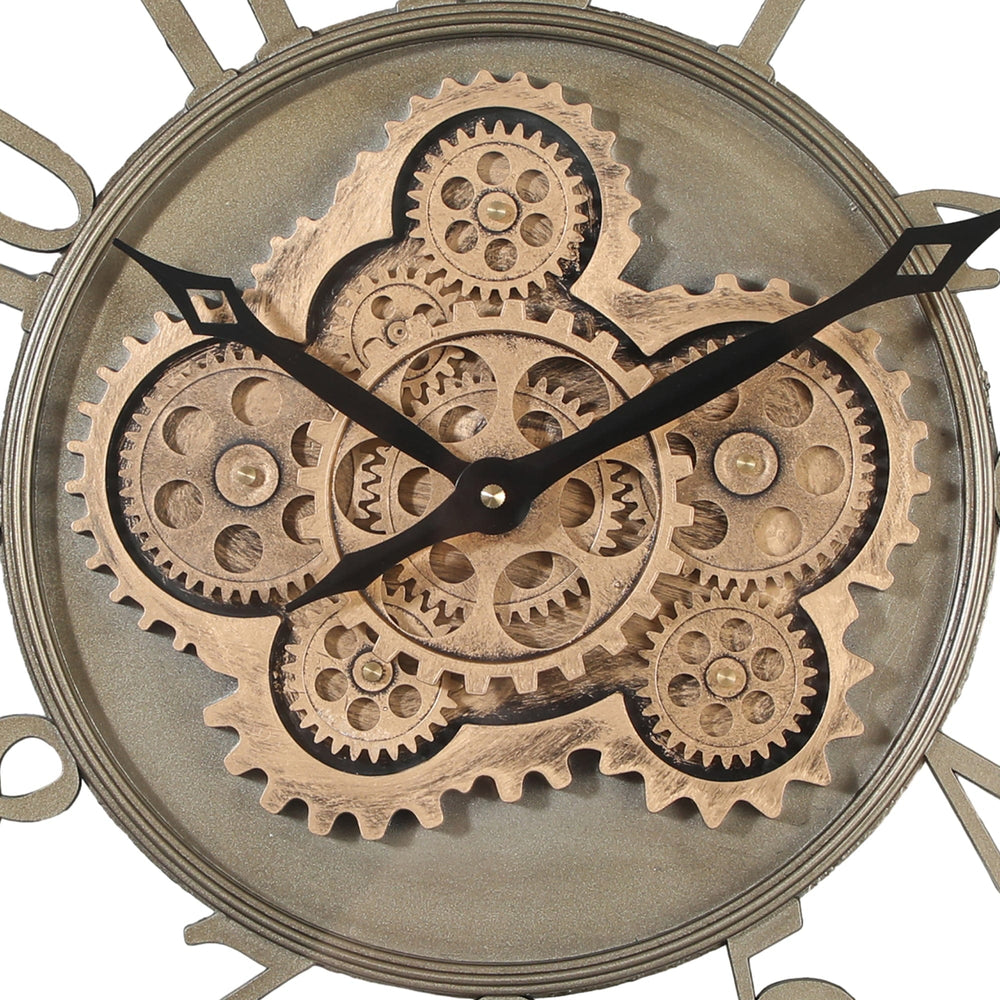 Chilli Wall Clock Montreau Round Industrial Moving Cogs Wall Clock Brand