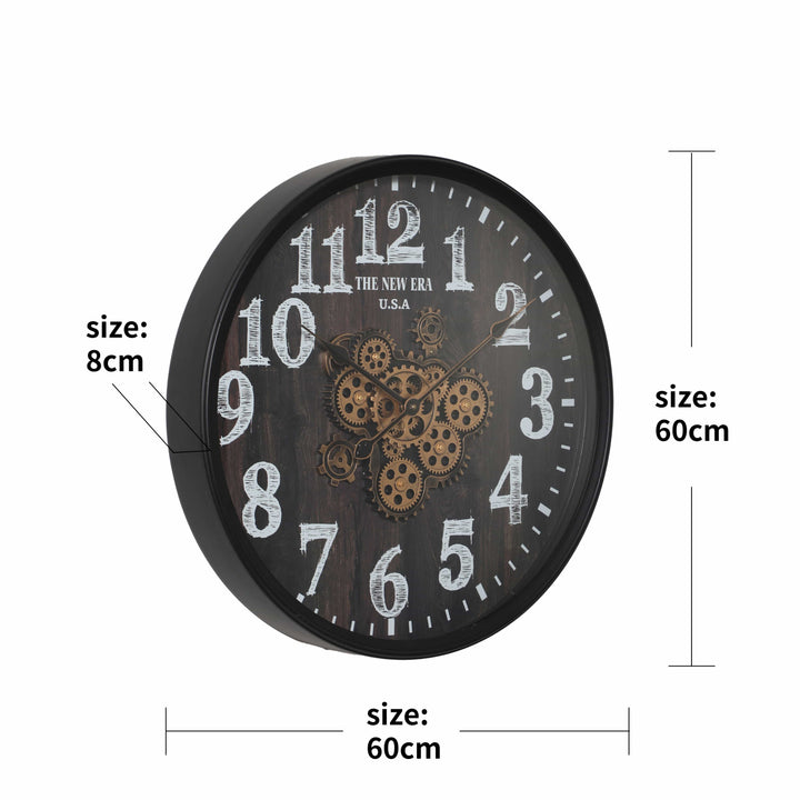 Chilli Wall Clock Woodie Round Moving Cogs Wall Clock Brand