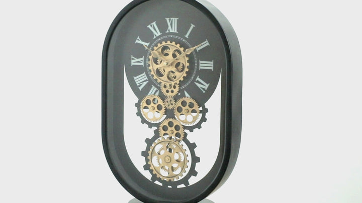 Oval Moving Cogs Wall Clock